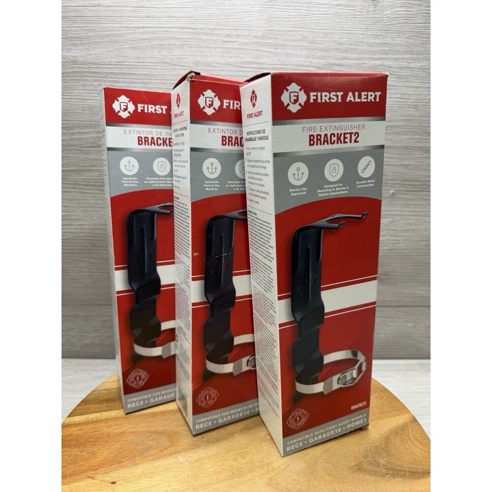 First Alert Heavy Duty Fire Extinguisher Mounting Brackets, Three Total